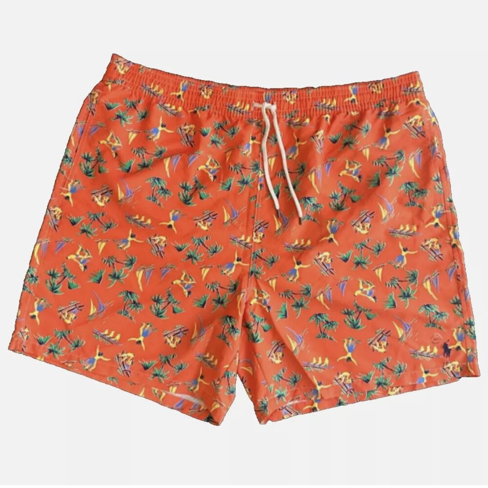 Polo Ralph Lauren Orange Printed Traveler Swimwear Boxer